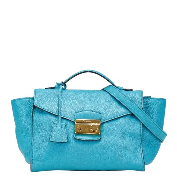 PRADA Blue Leather Shoulder Bag - Picture 1 of 10